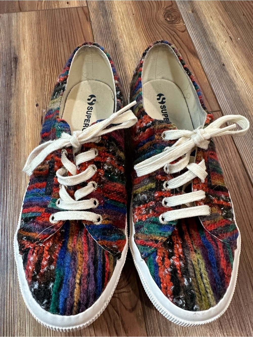 Superga Multicolor Striped Knit Lace-Up Sneakers - Women's